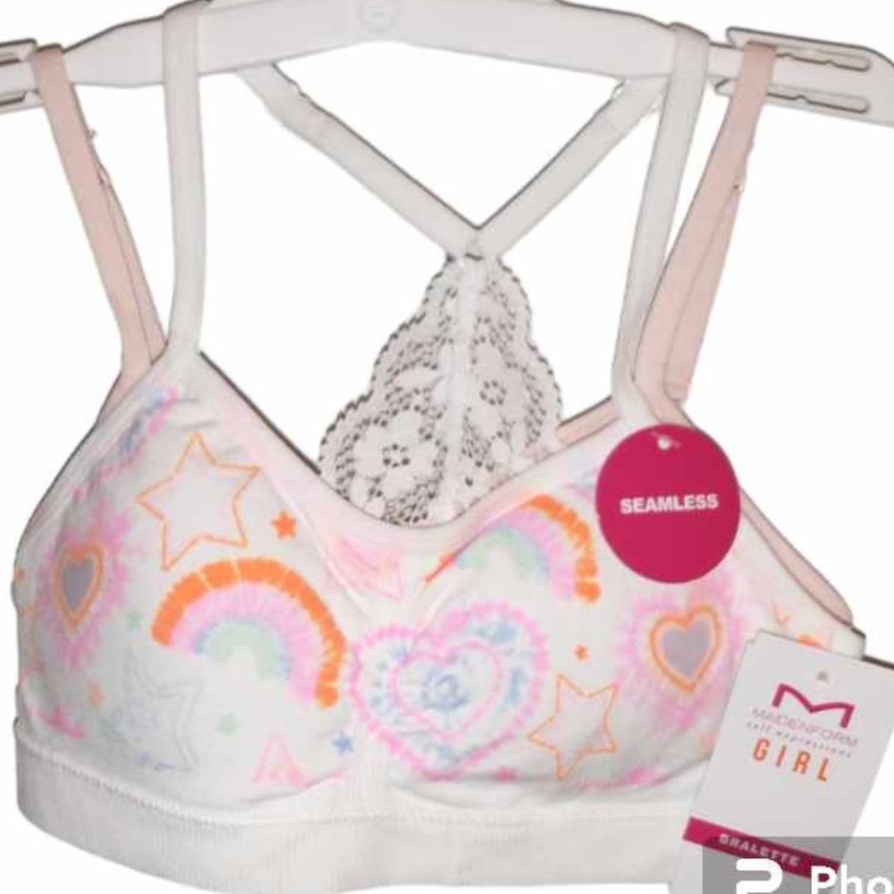 Girls set of 2 bralette's multi color, light pink size small, seamless K-367